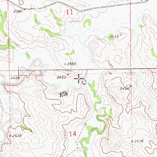 Topographic Map of East Branch Elk Creek, ND