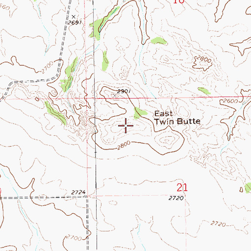 Topographic Map of East Twin Butte, ND