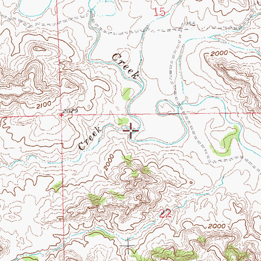 Topographic Map of Elkhorn Creek, ND