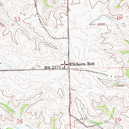 Topographic Map of Elkhorn School, ND