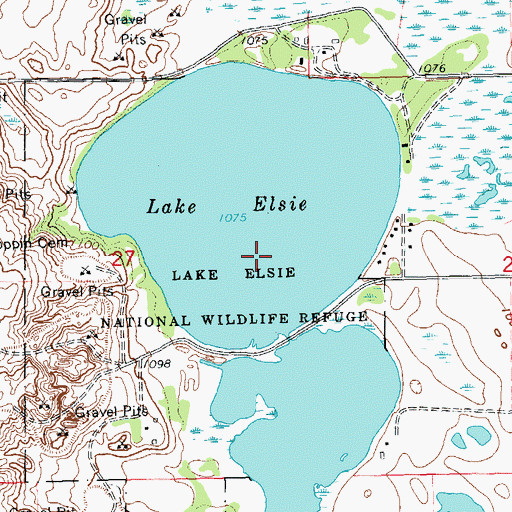 Topographic Map of Lake Elsie, ND