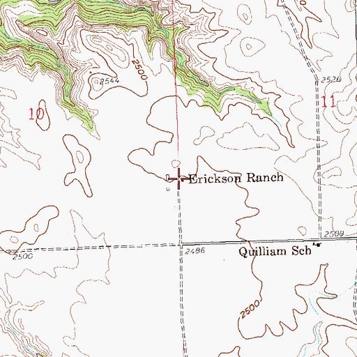 Topographic Map of Erickson Ranch, ND