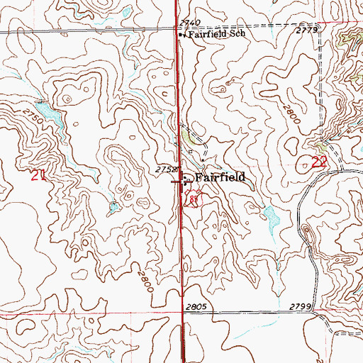 Topographic Map of Fairfield, ND