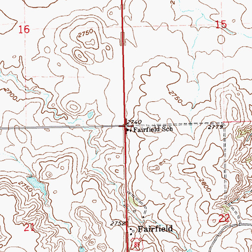Topographic Map of Fairfield School, ND