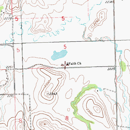 Topographic Map of Faith Church, ND