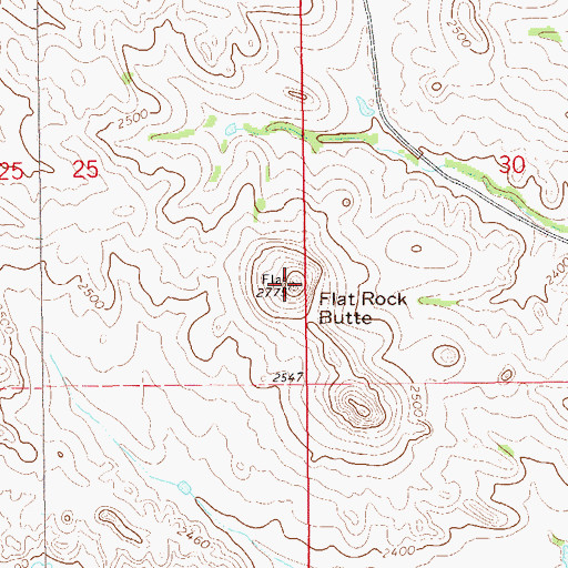 Topographic Map of Flat Rock Butte, ND