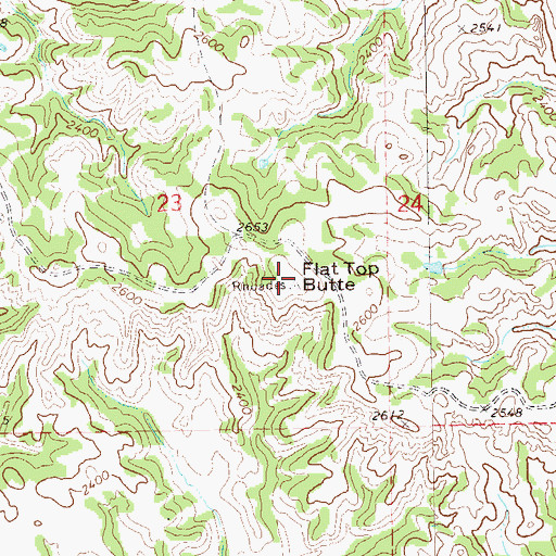 Topographic Map of Flat Top Butte, ND