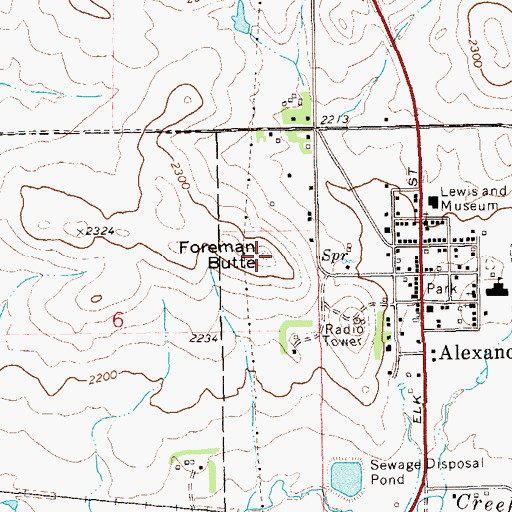 Topographic Map of Foreman Butte, ND