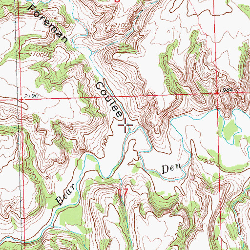 Topographic Map of Foreman Coulee, ND