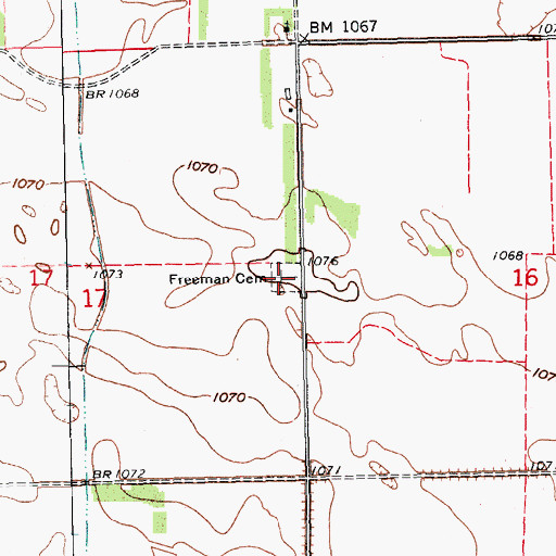 Topographic Map of Freeman Cemetery, ND