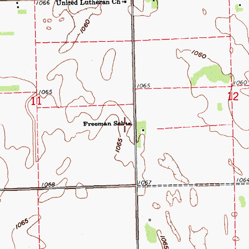 Topographic Map of Freeman School, ND