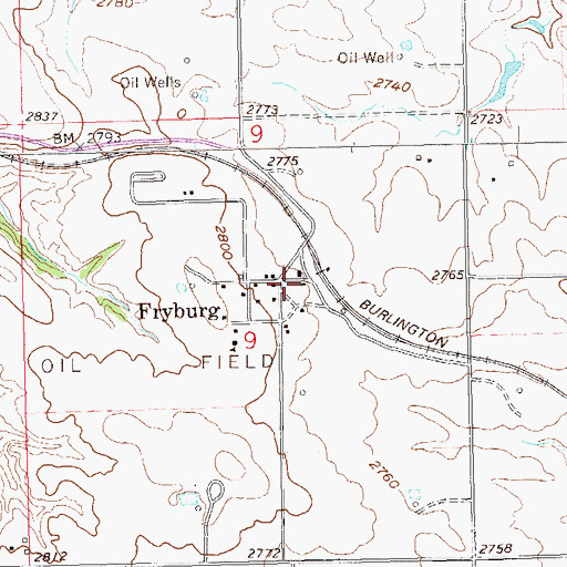 Topographic Map of Fryburg, ND