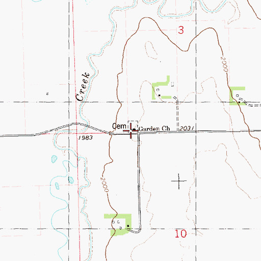 Topographic Map of Garden Church, ND