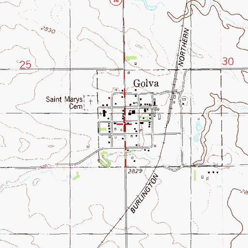 Topographic Map of Golva, ND