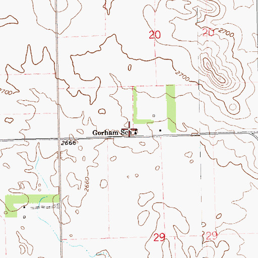 Topographic Map of Gorham School, ND