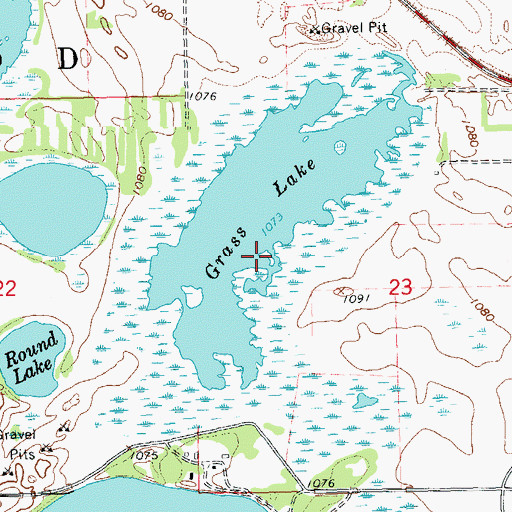 Topographic Map of Grass Lake, ND