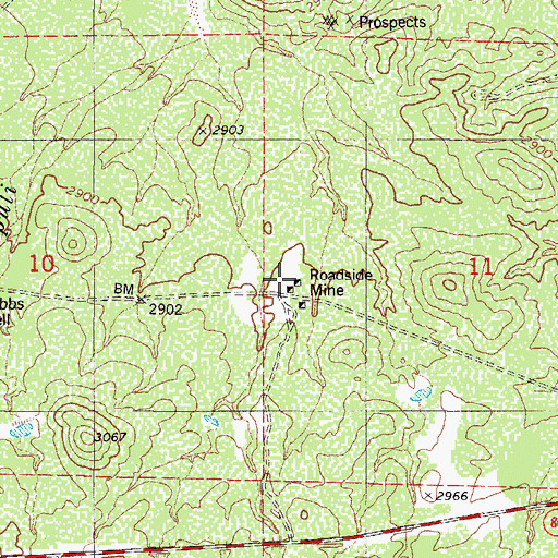 Topographic Map of Roadside Mine, AZ