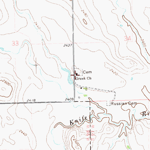 Topographic Map of Greek Church, ND