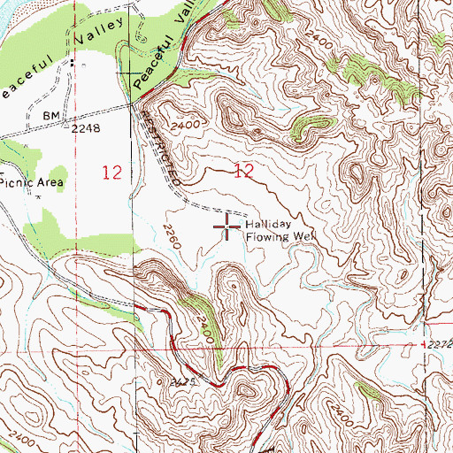Topographic Map of Halliday Flowing Well, ND