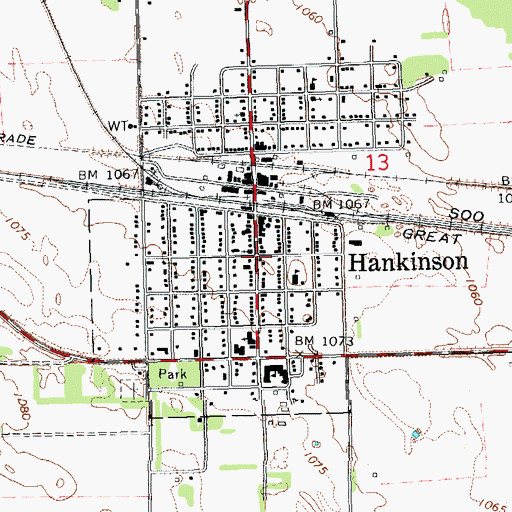 Topographic Map of Hankinson, ND