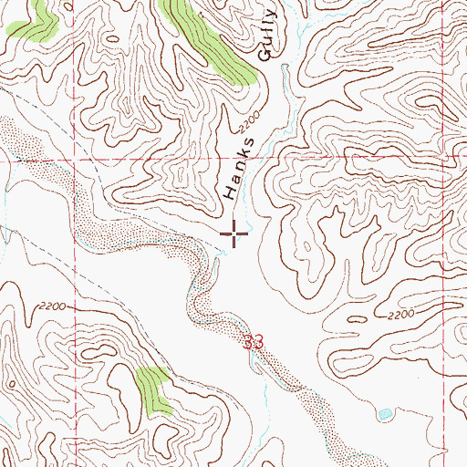 Topographic Map of Hanks Gully, ND