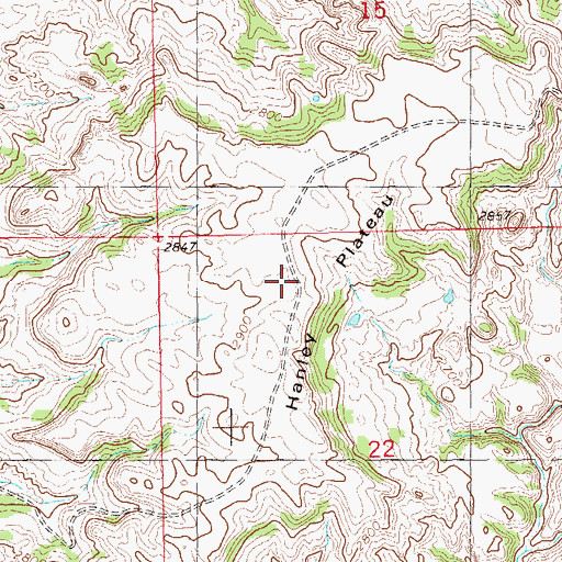 Topographic Map of Hanley Plateau, ND