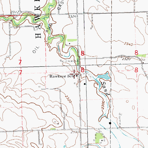 Topographic Map of Hawkeye School, ND