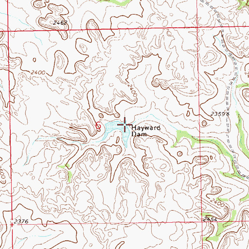 Topographic Map of Hayward Dam, ND