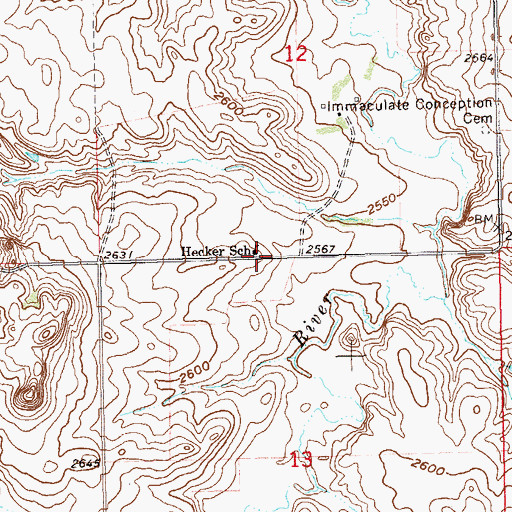 Topographic Map of Hecker School, ND