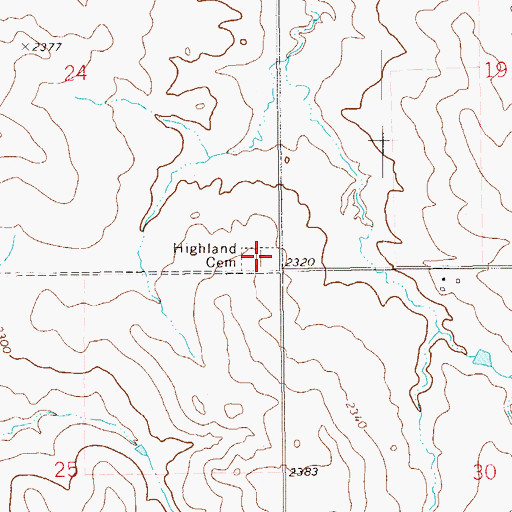 Topographic Map of Highland Cemetery, ND