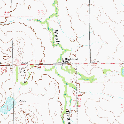 Topographic Map of Highland Church, ND