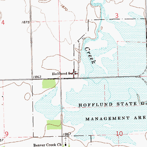 Topographic Map of Hofflund School, ND
