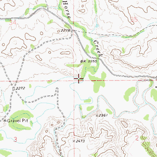 Topographic Map of Horse Creek, ND