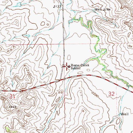 Topographic Map of Horse Creek School, ND