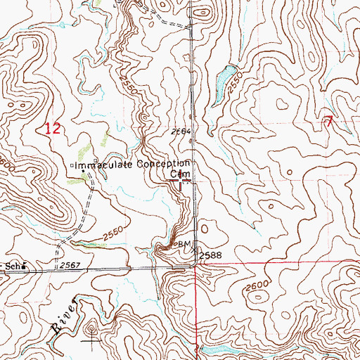 Topographic Map of Immaculate Conception Cemetery, ND