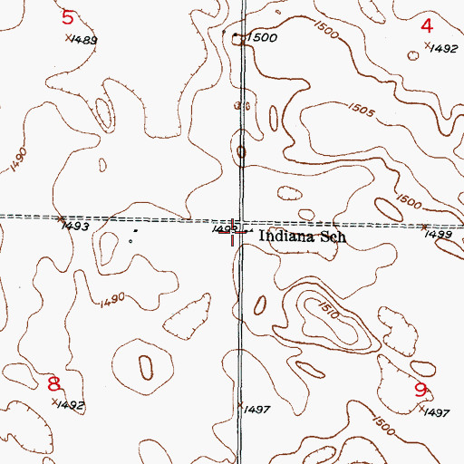 Topographic Map of Indiana School, ND