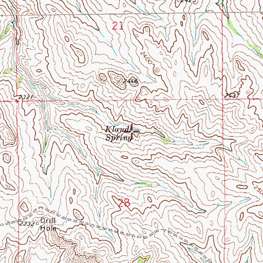 Topographic Map of Klandl Spring, ND