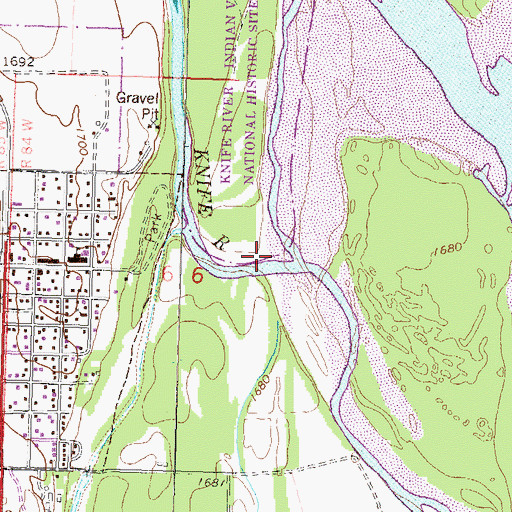 Topographic Map of Knife River, ND