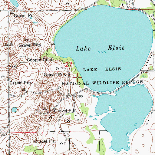 Topographic Map of Lake Elsie National Wildlife Refuge, ND
