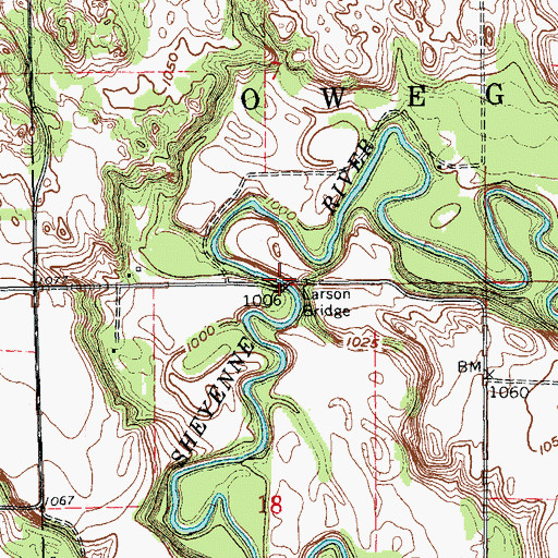 Topographic Map of Larson Bridge, ND