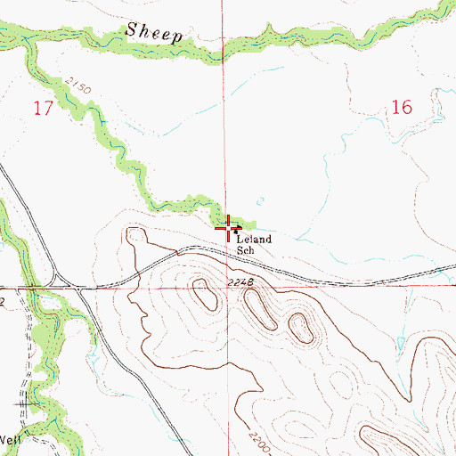 Topographic Map of Leland School, ND