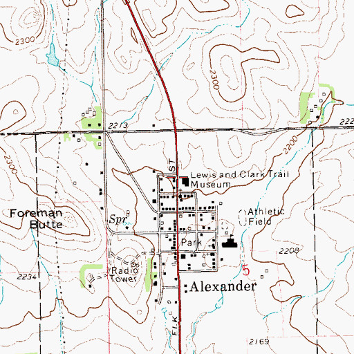 Topographic Map of Lewis and Clark Trail Museum, ND