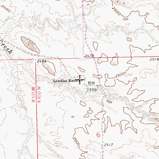 Topographic Map of Lindbo Ranch, ND