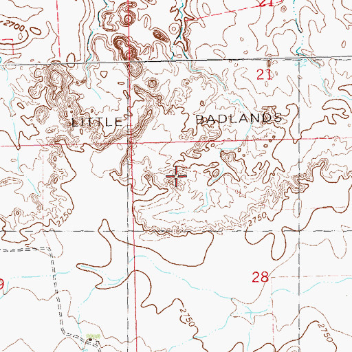 Topographic Map of Little Badlands, ND