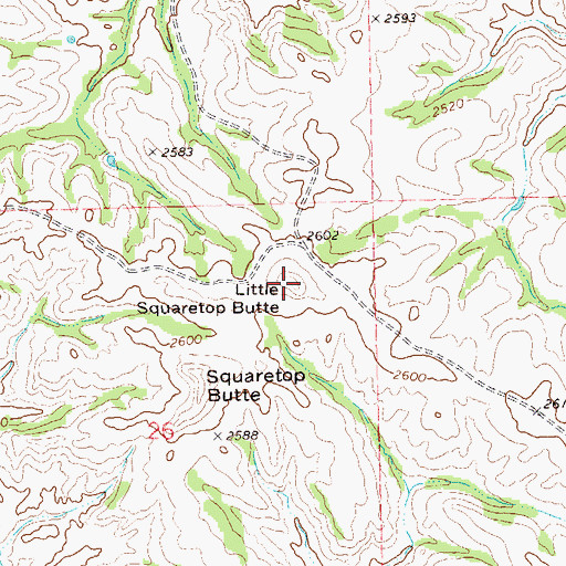 Topographic Map of Little Squaretop Butte, ND