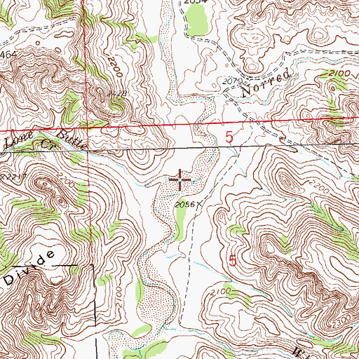 Topographic Map of Lone Butte Creek, ND