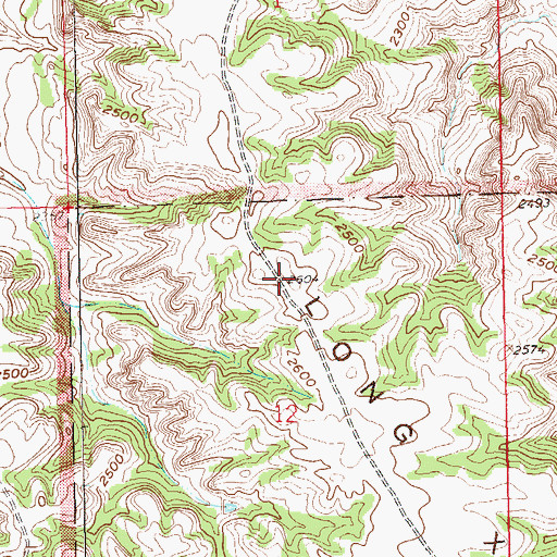 Topographic Map of Long X Divide, ND