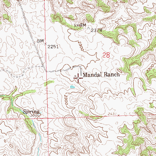 Topographic Map of Mandal Ranch, ND