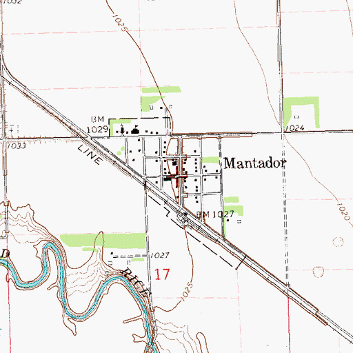 Topographic Map of Mantador, ND