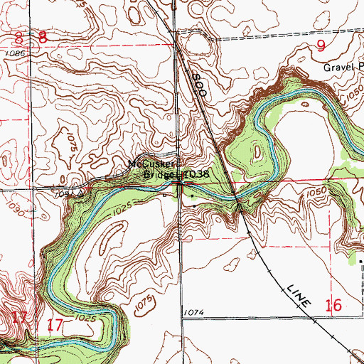 Topographic Map of McCusker Bridge, ND